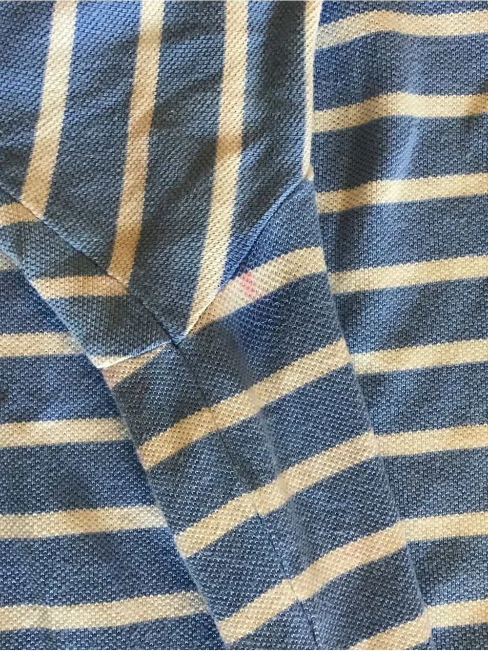 Ralph Lauren Light Blue & White Striped Polo with Orange Pony